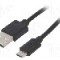 Cablu USB A mufa, USB B micro mufa, USB 2.0, lungime 1.8m, negru, AKYGA - AK-USB-01