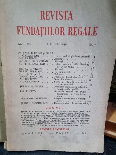 Revista Fundatiilor Regale - Anul III 1 Iulie 1936 Nr. 7