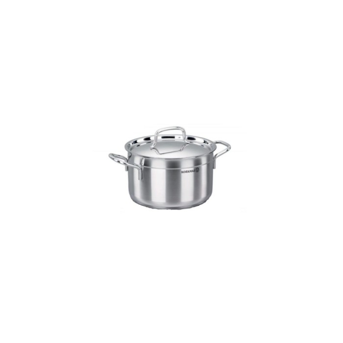 Oala cu capac din inox, 28X14cm 8.5litri, compatibila cu toate tipurile de aragaz, Korkmaz