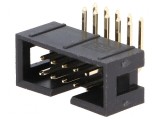Conector IDC soclu tată 10 pini unghi 90&deg; THT aurit 2,54mm