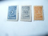 3 Timbre Salvador 1919 Taxe , val. 7 , 10 , 50c sarniera