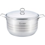 Cratita inalta profesionala din inox Grunberg, 23 l, 38 cm, manere groase nituite, capac din inox