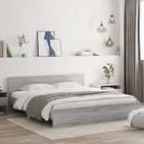 VidaXL Cadru de pat cu tăblie, gri sonoma, 180x200 cm