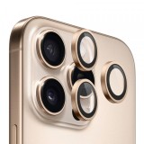 Folie de protectie Camera Spate Blueo Metal Frame pentru Apple iPhone 14 Pro Max / 14 Pro, Sticla Securizata, Set 3 bucati, Aurie
