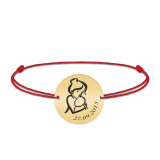 Ami - Bratara personalizata snur banut Mama si Bebe din argint 925 placat cu aur galben 24K, Bijubox