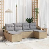 VidaXL Set de canapele pentru grădină cu pernă 6 pcs Bej Rattan poli