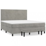 Cumpara ieftin Pat box spring cu saltea, gri deschis, 180x200 cm, catifea