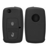Husa Cheie Auto pentru VW / Skoda / Seat - 2 Butoane, Silicon, Negru, 41629.01, Kwmobile