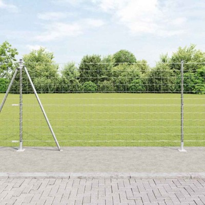 vidaXL &amp;Icirc;ngrădire cu st&amp;acirc;lpi Argintiu 1.2 x 10 m Oțel foto