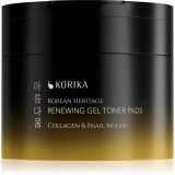 KORIKA Korean Heritage Collagen &amp; Snail Mucin Renewing Gel Toner Pads dischete tonice regeneratoare cu textură de gel 70 buc