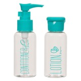 Set Sticle de Călătorie Transparente, 80ml, 2 Bucăți, Capac Verde, CMCLASS