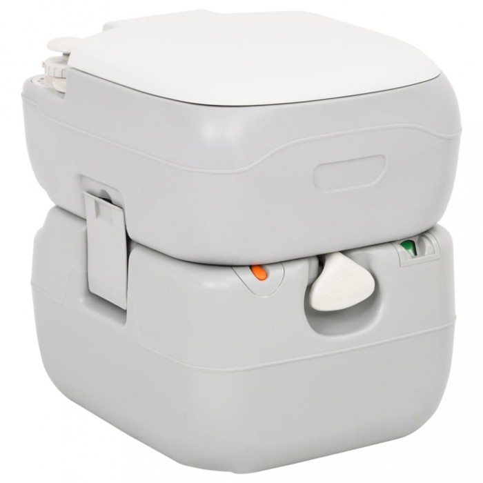 vidaXL Toaletă portabilă de camping, gri și alb, 22+12 L, HDPE