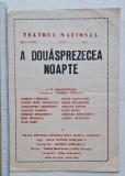 Afiș Teatrul Național &ndash; A douăsprezecea noapte Shakespeare &ndash; Ovidiu Iuliu Moldovan, Silvia Popovici &ndash; anii 1980