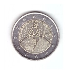 Moneda 2 euro Franta 2023 Campionatele Mondiale de Rugby, cu luciu