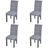 4 Scaune bucătărie, material textil, cu spătar &icirc;nalt, gri &icirc;nchis, vidaXL