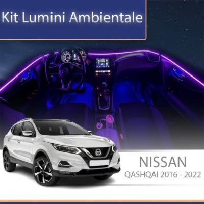 Lumini ambientale Nissan Qashqai 2016-2022 dedicat set complet control telefon sau sistem original CarStore Technology foto