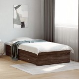 VidaXL Cadru de pat cu sertare, stejar maro, 90x200 cm lemn prelucrat