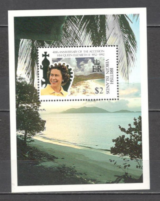 British Virgin Islands.1992 40 ani pe tron regina Elisabeth II-Bl. PD.49 foto