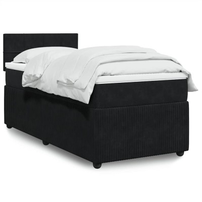 vidaXL Pat box spring cu saltea, negru, 80x200 cm, catifea 3287592 foto
