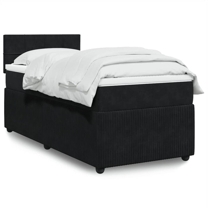 vidaXL Pat box spring cu saltea, negru, 80x200 cm, catifea 3287592