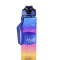 Sticla apa Pufo Motivational pentru sport, fitness, antrenamente, cu pai inclus, 1L, albastru/galben