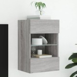 Comodă TV de perete cu lumini LED, gri sonoma, 40x30x60,5 cm