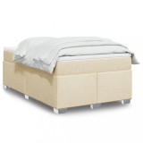 VidaXL Pat box spring cu saltea, crem, 120x200 cm, textil 3285128