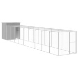 Cumpara ieftin Cotet pui cu incinta gri deschis 165x1067x181cm otel galvanizat