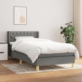Cumpara ieftin Pat box spring cu saltea, gri &icirc;nchis, 100x200 cm, textil