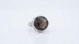 Cumpara ieftin Inel Argint 925 Reglabil cu Cuart Fumuriu Cubic , Vintage Smokey Solitaire