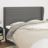 vidaXL Tăblie de pat cu aripioare gri &icirc;nchis 163x23x118/128 cm textil