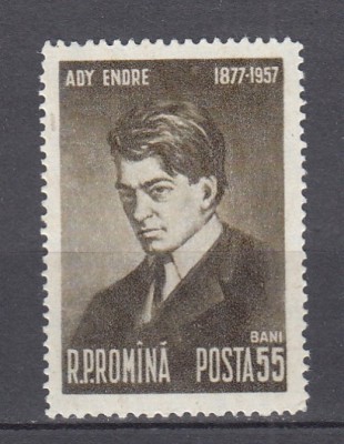 ROMANIA 1957 LP 446 - 80 ANI DE LA NASTEREA LUI ADY ENDRE MNH foto