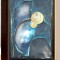 TABLOURI PICTATE MANUAL, TABLOU ABSTRACT ALBASTRU ALB NEGRU PICTAT IN CUTIT