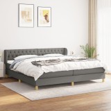 vidaXL Pat box spring cu saltea, gri &icirc;nchis, 200x200 cm, textil