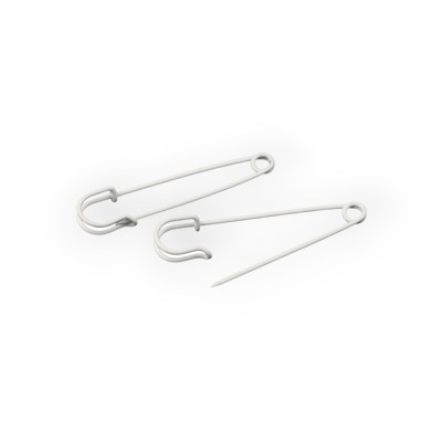 Set 2 ace de siguranta metalice pentru tricotat, 1,7 x 7 cm, Alb foto