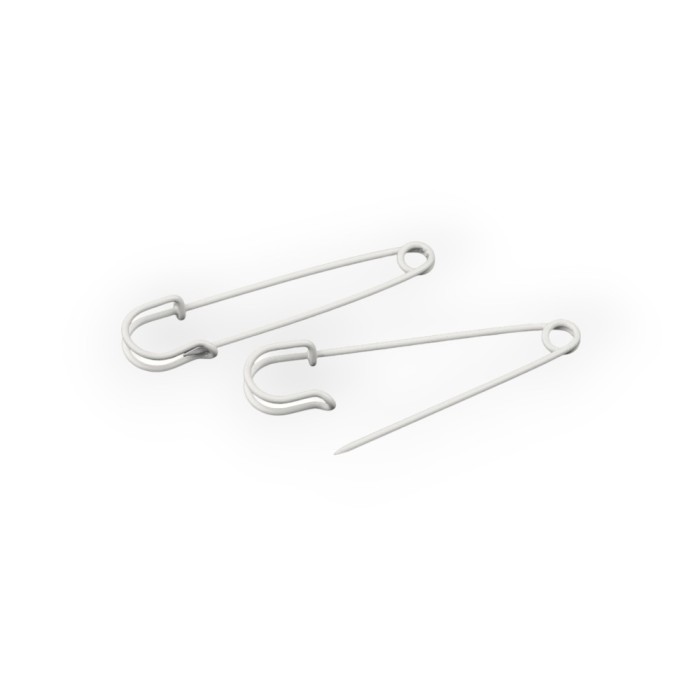 Set 2 ace de siguranta metalice pentru tricotat, 1,7 x 7 cm, Alb