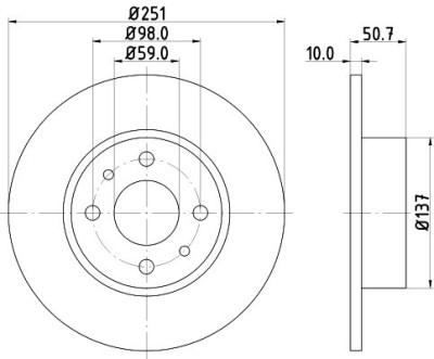 Disc frana VW TRANSPORTER IV bus (70XB, 70XC, 7DB, 7DW, 7DK) (1990 - 2003) KRIEGER 0950004250 foto