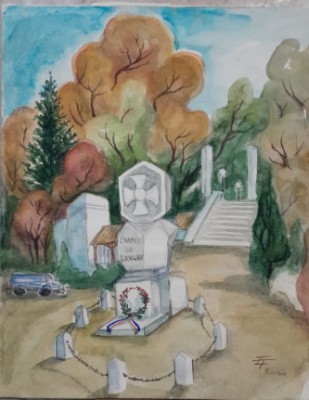 Lucrare &amp;rdquo;GIURGIU&amp;rdquo; de Elena Forțu, acuarelă pe carton subțire 52 x 42 cm foto