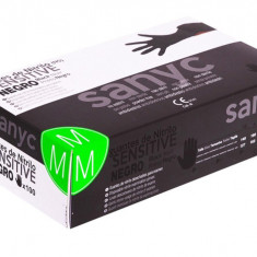 Mănuși Sanyc Sensitive, de unică folosință, fără pudră, negre, marime M