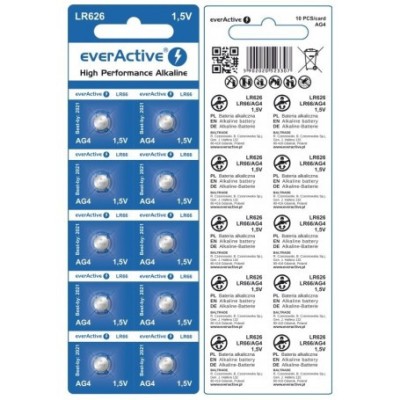 everActive AG4 G4 LR626 LR66 BL166 1.5V Alkaline baterie plată pentru ceas-Conținutul pachetului 1x Blister foto
