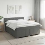 Cumpara ieftin Pat boxspring cu saltea Gri inchis 180 x 200 cm Tesatura