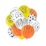 Set 10 baloane din latex, flippy, model party animal print, 3x portocaliu, 3x galben, 4x alb, 23 cm, 1.4g