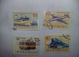 Lot 4 timbre POSTA AERIANA,Republica Populara Romana,stare cum se vade,T.GRATUIT, Stampilat