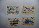 Lot 4 timbre POSTA AERIANA,Republica Populara Romana,stare cum se vade,T.GRATUIT, Stampilat