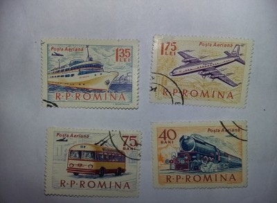 lot 4 timbre POSTA AERIANA,Republica Populara Romana,stare cum se vade,T.GRATUIT foto