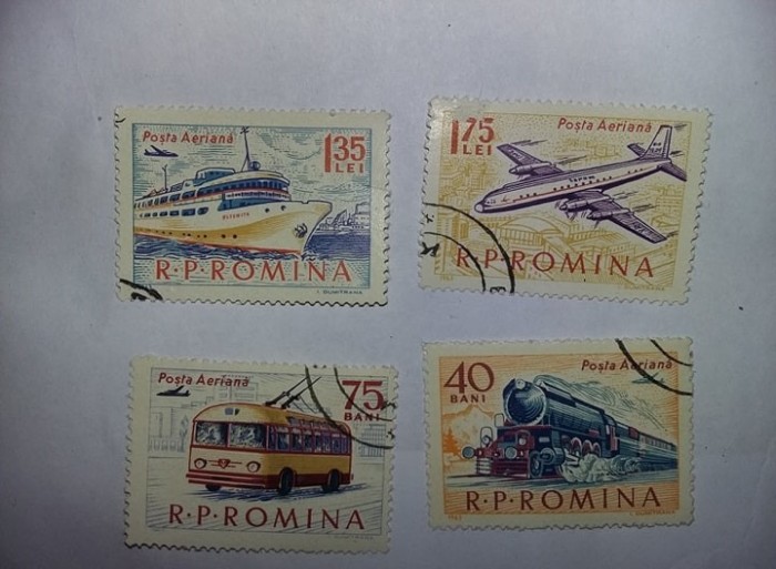 lot 4 timbre POSTA AERIANA,Republica Populara Romana,stare cum se vade,T.GRATUIT