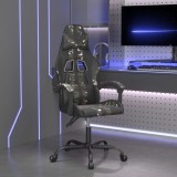 Scaun de gaming pivotant, negru și camuflaj, piele ecologică