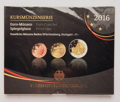 M01 Germania set monetarie 8 monede 2016 Stuttgart (F) UNC foto