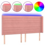 Cumpara ieftin Tablie de pat cu LED, roz, 163x16x118/128 cm, catifea