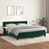 vidaXL Pat box spring cu saltea, verde &icirc;nchis, 160x200 cm, catifea 3141374